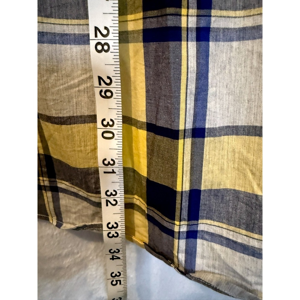 Tommy Hilfiger Men's XL Plaid Button-Down Shirt Yellow Blue‎ Cotton - Picture 7 of 10